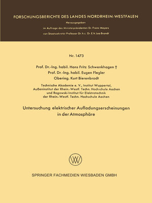 cover image of Untersuchung elektrischer Aufladungserscheinungen in der Atmosphäre